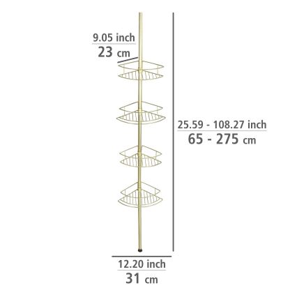 WENKO 24569100-Prateleira de canto DOLCEDO 31x275 cm dourada
