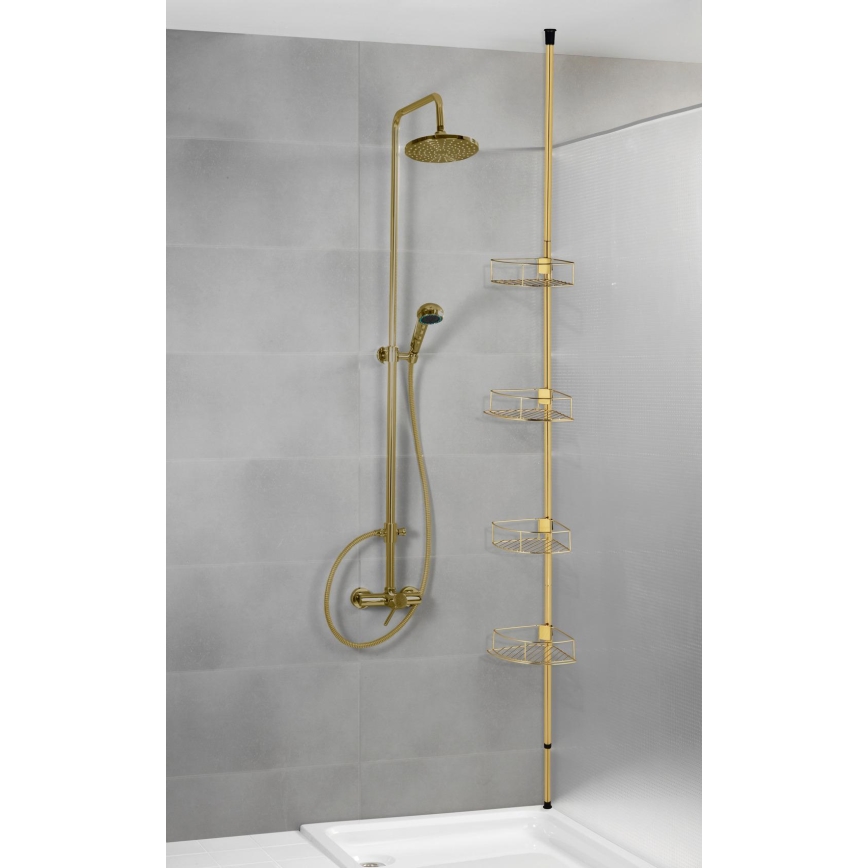 WENKO 24569100-Prateleira de canto DOLCEDO 31x275 cm dourada
