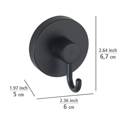 WENKO 24730100-Gancho VACUUM-LOC Redondo SCHW 6x6,7 cm preto