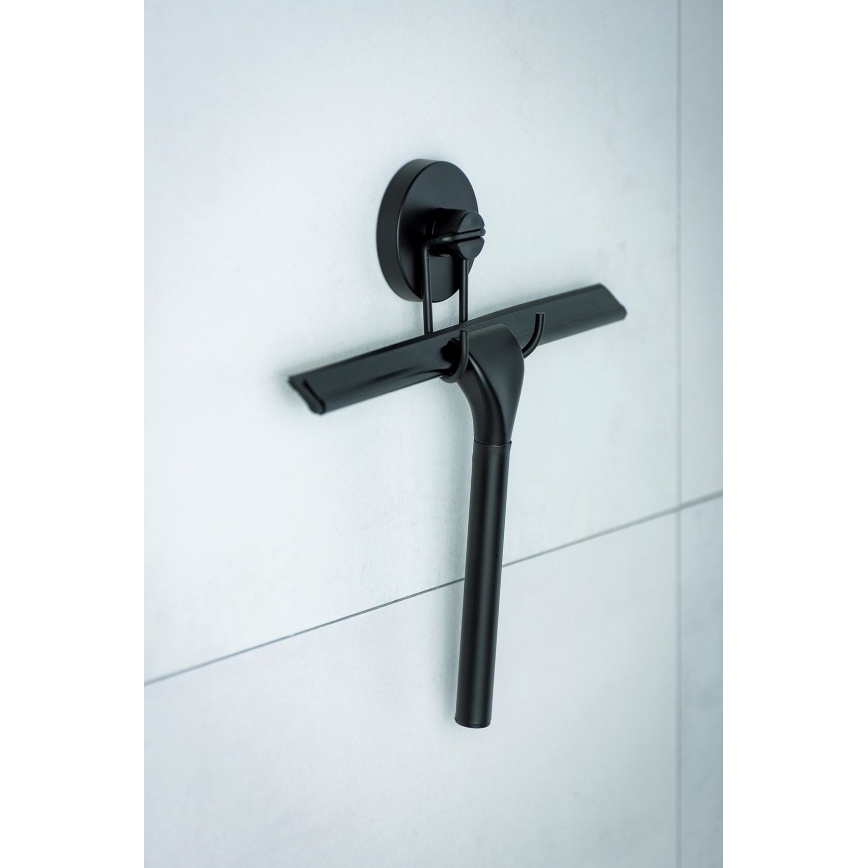 WENKO 24731100-Rodo de duche VACUUM-LOC RUND SCHW 24,5x25 cm preto