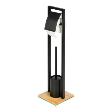 WENKO 24751100 - Conjunto WC BAMBUSA 18x72,5 cm preto/castanho