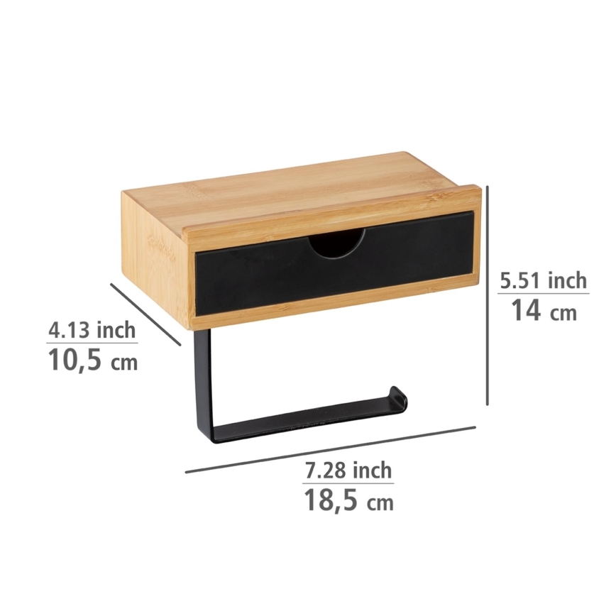 WENKO 24754100 - Suporte para papel higiénico BAMBUSA 18,5x14 cm castanho/preto