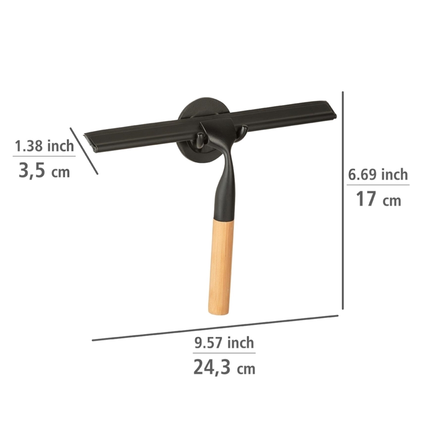 WENKO 24834100 - Rodo em bambu 24,5 x 17 cm inox/preto/marrom