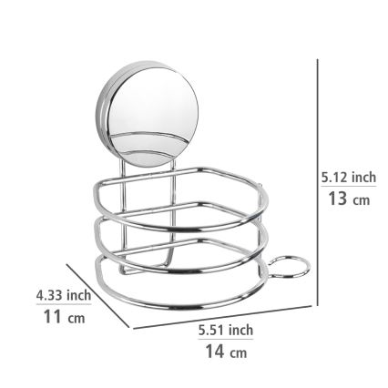 WENKO 24857100 - Suporte para secador de cabelo STATIC-LOC + OSIMO 14x13 cm cromado brilhante