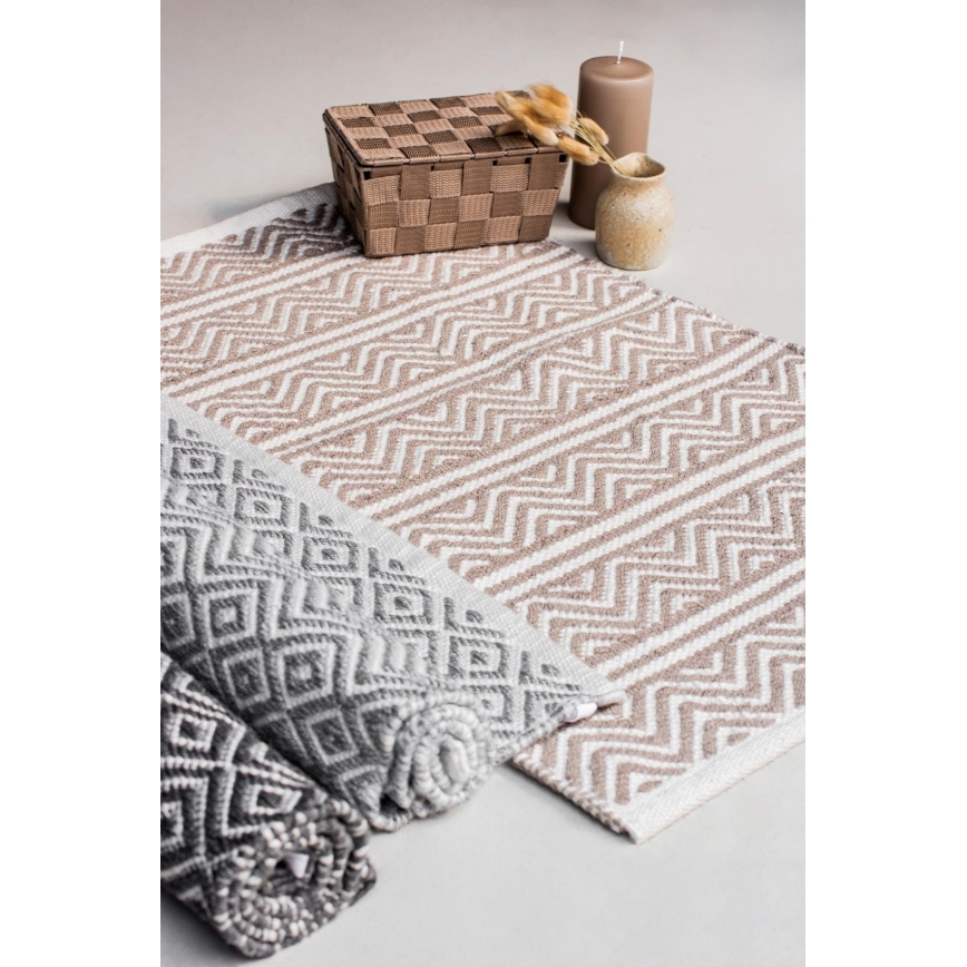 WENKO 24868100-Tapete SHAKI 50x80 cm bege/branco