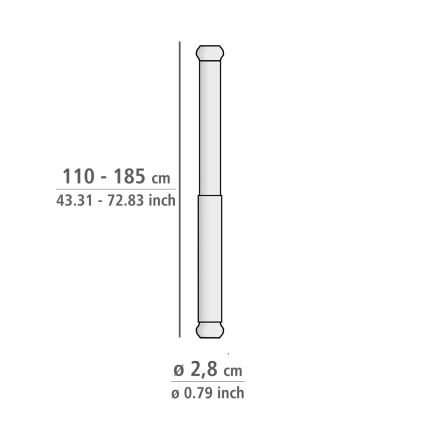 WENKO 24888100 - Barra de duche LUZ 185 x 2,8 cm, em aço inoxidável com acabamento cromado brilhante