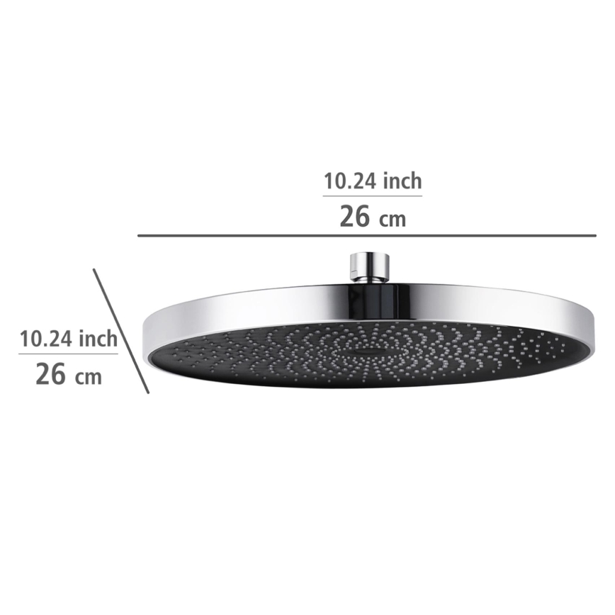 WENKO 24910100 - Cabeça de duche SOFTWATER 26x26 cm cromado brilhante/preto