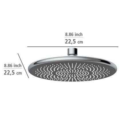 WENKO 24926100 - Cabeça de duche SISTEMA DE ECONOMIA DE ÁGUA 22,5x22,5 cm cromo brilhante/cinzento