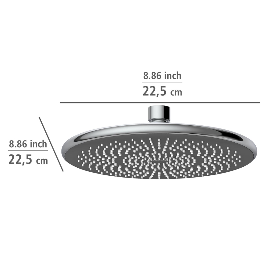 WENKO 24926100 - Cabeça de duche SISTEMA DE ECONOMIA DE ÁGUA 22,5x22,5 cm cromo brilhante/cinzento