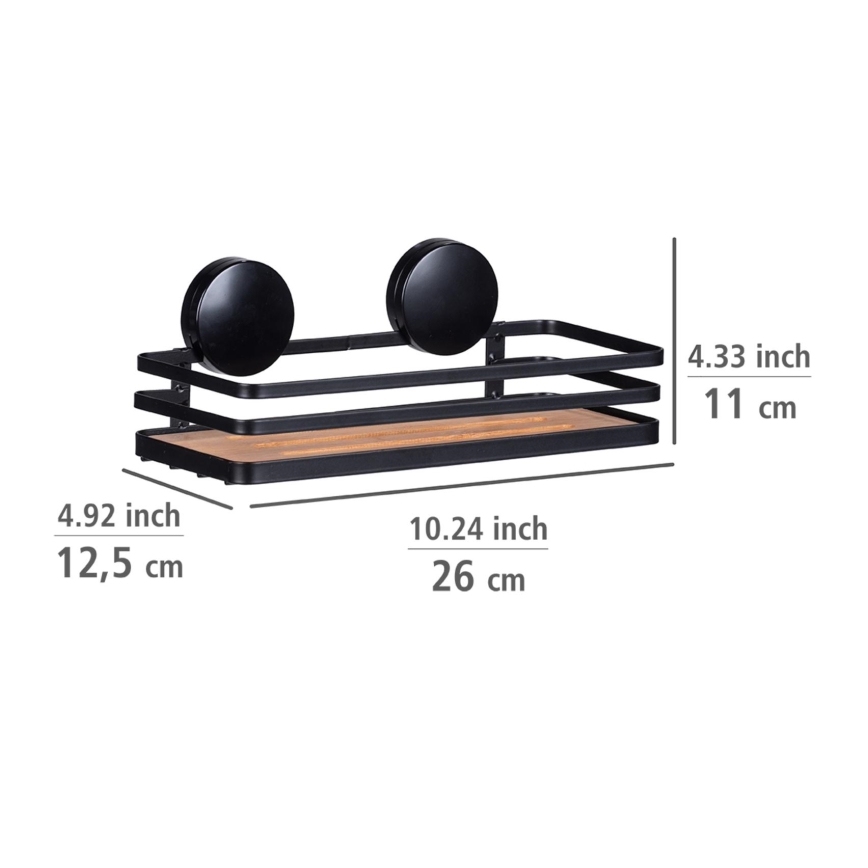 WENKO 24979800-Prateleira ALBA 26,5x12,5 cm preta/castanha