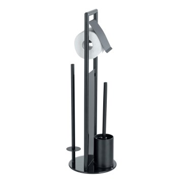 WENKO 24982800 - Conjunto para WC RAVINA 20x70 cm aço inoxidável/preto