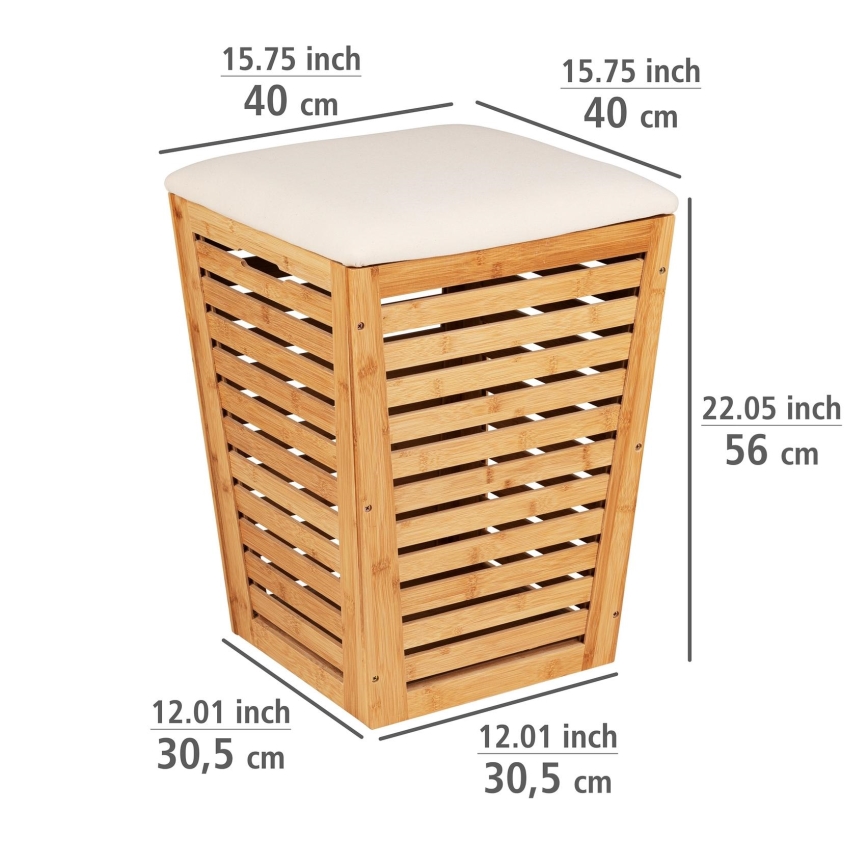 WENKO 25143100 - Cesto para roupa BAMBUSA 40x56 cm castanho