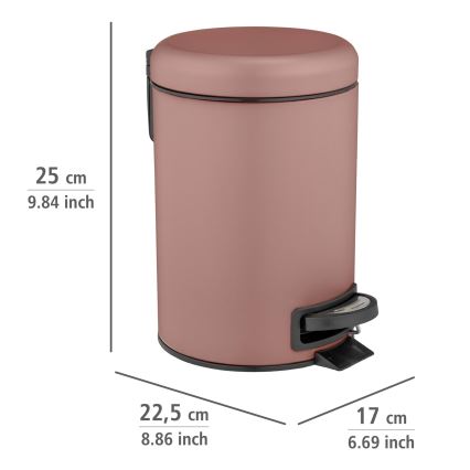 WENKO 25155100 - Cesto do lixo LEMAN 17x25 cm rosa/preto