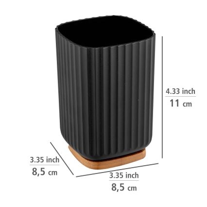 WENKO 25297100 - Copo porta-escovas de dentes ROTELLO 8,5 x 11 cm, preto/castanho