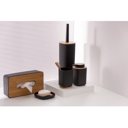 WENKO 25297100 - Copo porta-escovas de dentes ROTELLO 8,5 x 11 cm, preto/castanho