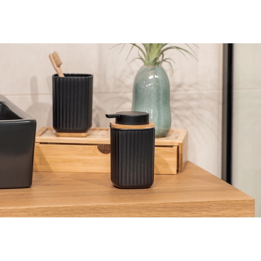 WENKO 25297100 - Copo porta-escovas de dentes ROTELLO 8,5 x 11 cm, preto/castanho