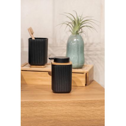 WENKO 25297100 - Copo porta-escovas de dentes ROTELLO 8,5 x 11 cm, preto/castanho