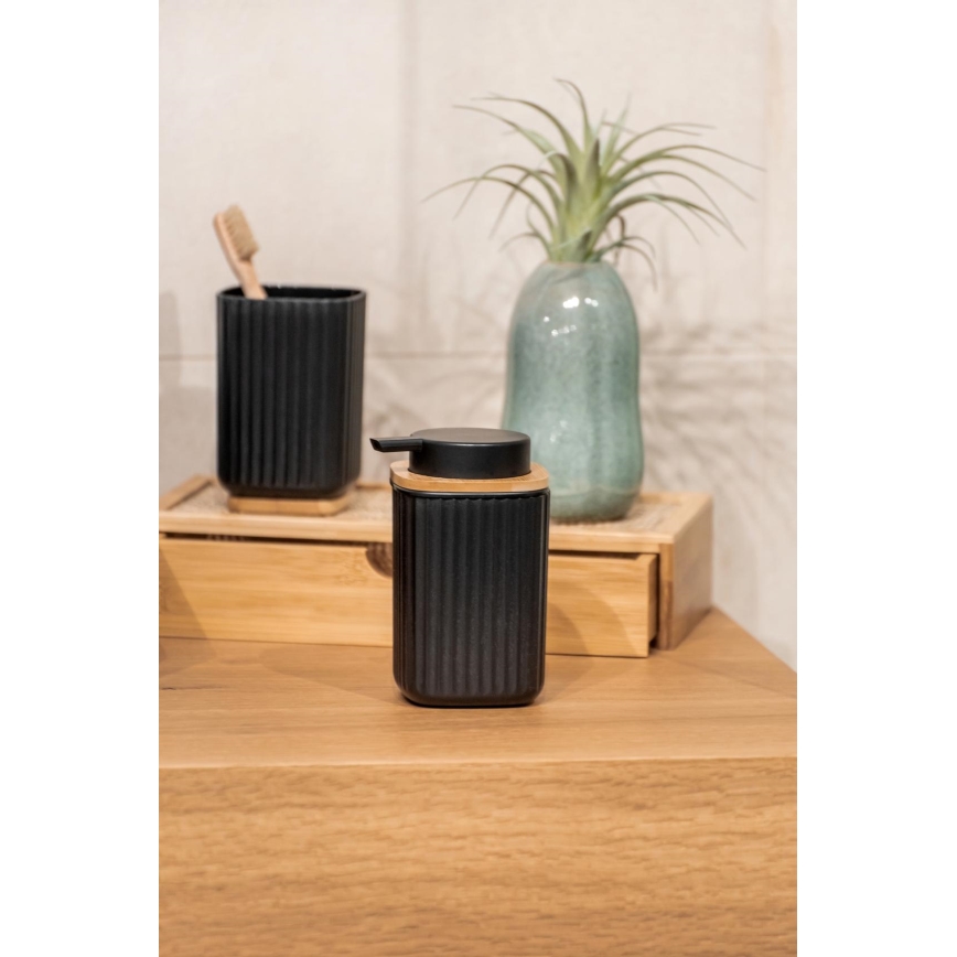 WENKO 25297100 - Copo porta-escovas de dentes ROTELLO 8,5 x 11 cm, preto/castanho