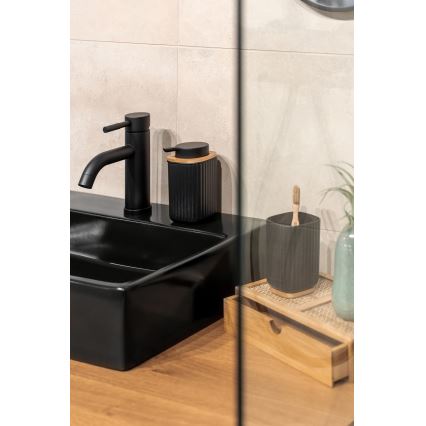 WENKO 25297100 - Copo porta-escovas de dentes ROTELLO 8,5 x 11 cm, preto/castanho