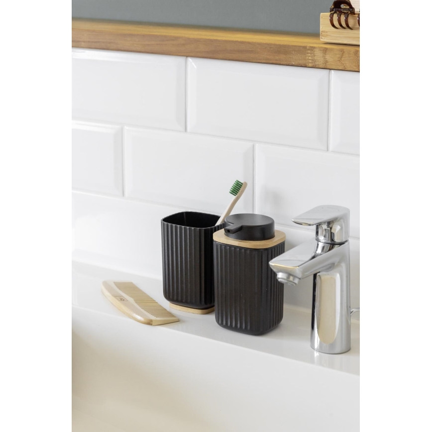 WENKO 25297100 - Copo porta-escovas de dentes ROTELLO 8,5 x 11 cm, preto/castanho