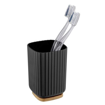 WENKO 25297100 - Copo porta-escovas de dentes ROTELLO 8,5 x 11 cm, preto/castanho