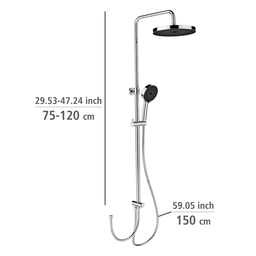 WENKO 25312100 - Coluna de chuveiro SOFTWATER 12x120 cm cromado brilhante
