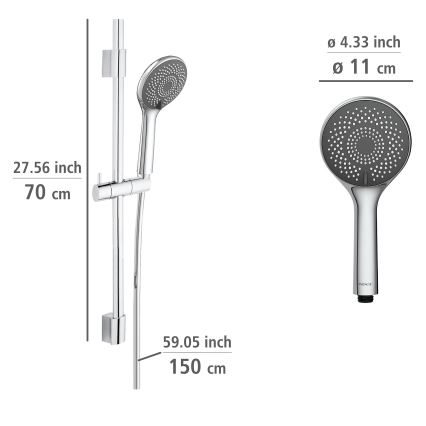 WENKO 25452100 - Conjunto de duche SISTEMA DE POUPANÇA DE ÁGUA 70 cm prateado