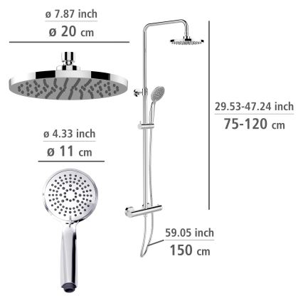 WENKO 25483100 - Sistema de duche WATERSAVING SYSTEM 120 cm cromado brilhante
