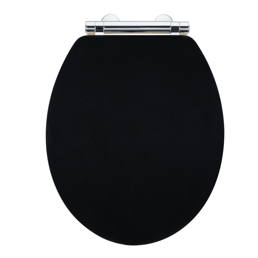 WENKO 25772100 - Assento de sanita BAMBUZA 37x44 cm preto/marrom/cromado brilhante