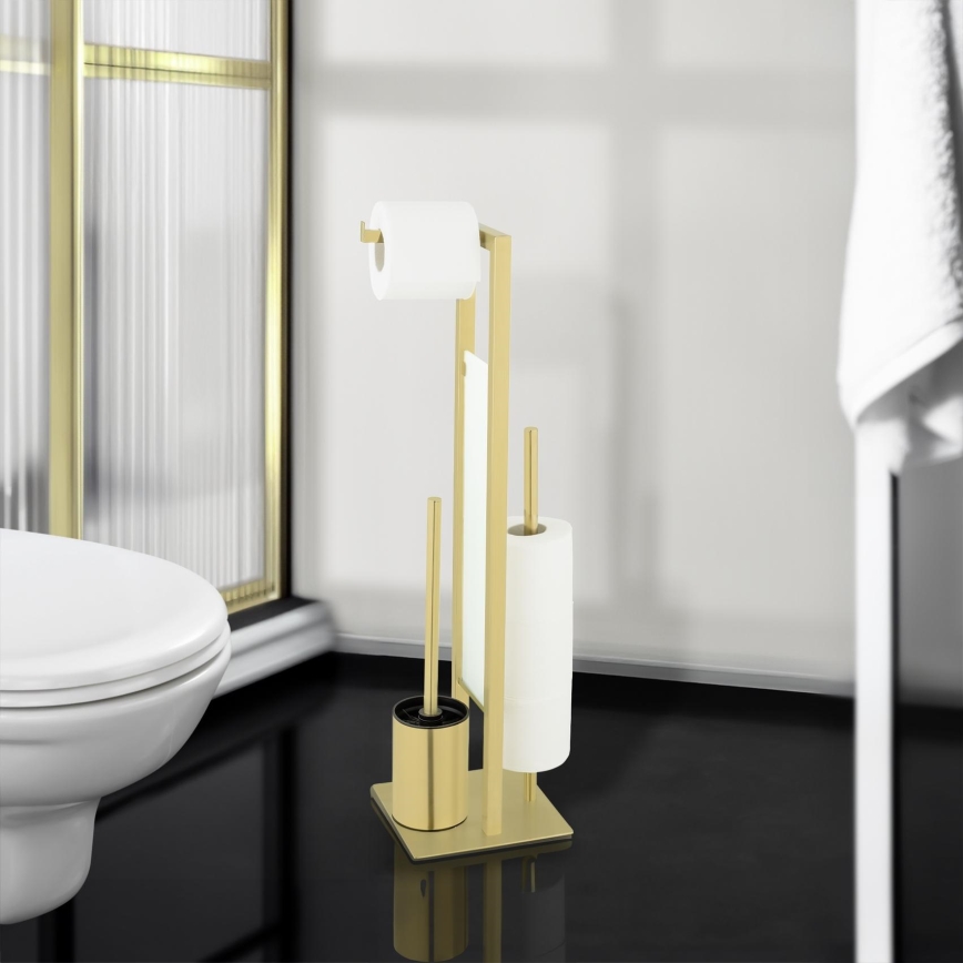 WENKO 26034100 - Conjunto WC RIVALTA 18x70 cm inox/dourado/branco/preto
