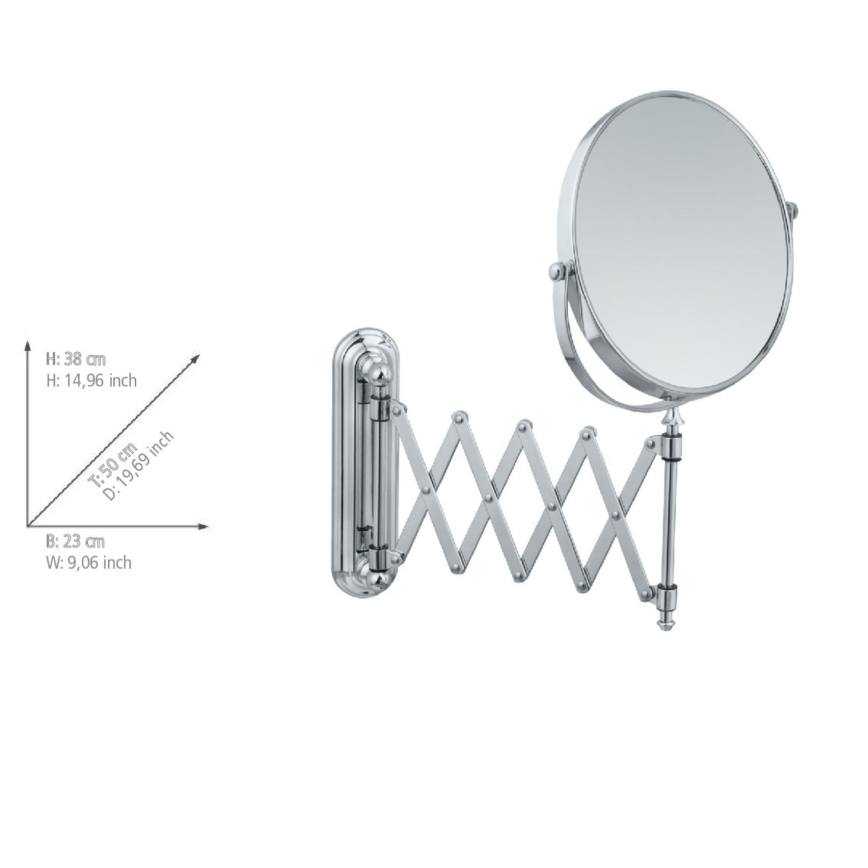 WENKO 3656241100 - Espelho de maquilhagem TELESCOPE DELUXE 23x38 cm cromado brilhante