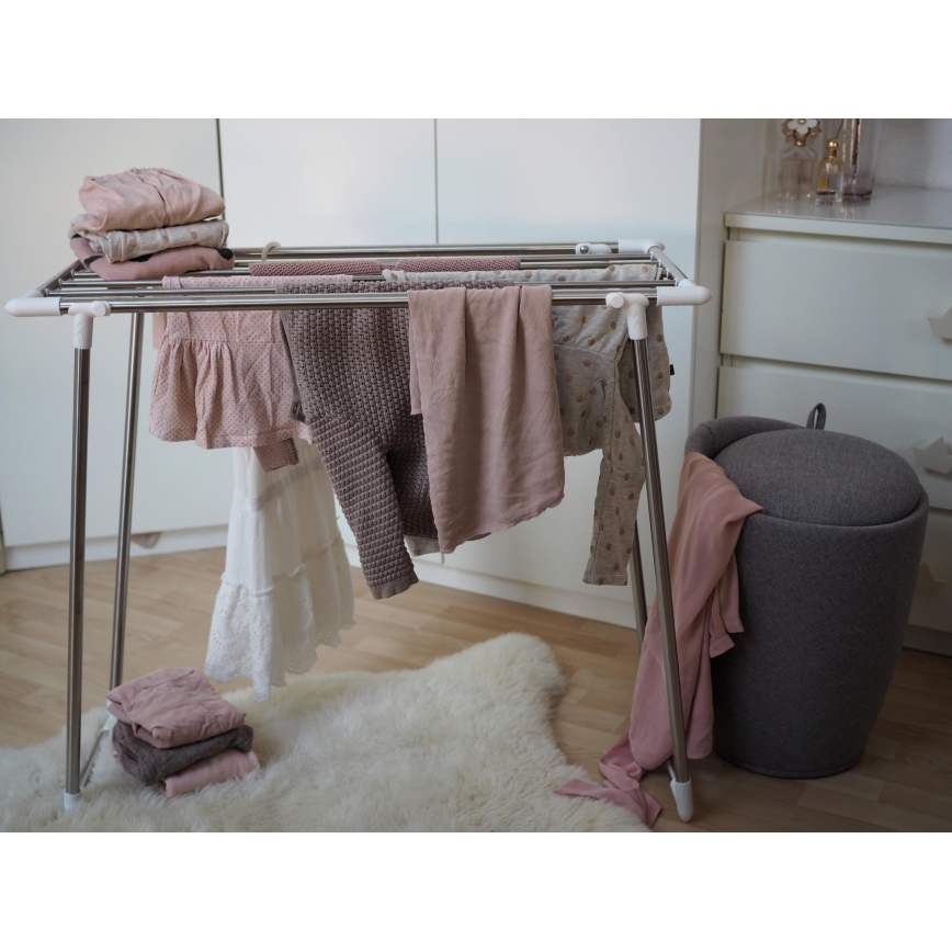 WENKO 3774020100 - Estendal de roupa PROFI SINGLE 87x79 cm inox/prateado/branco