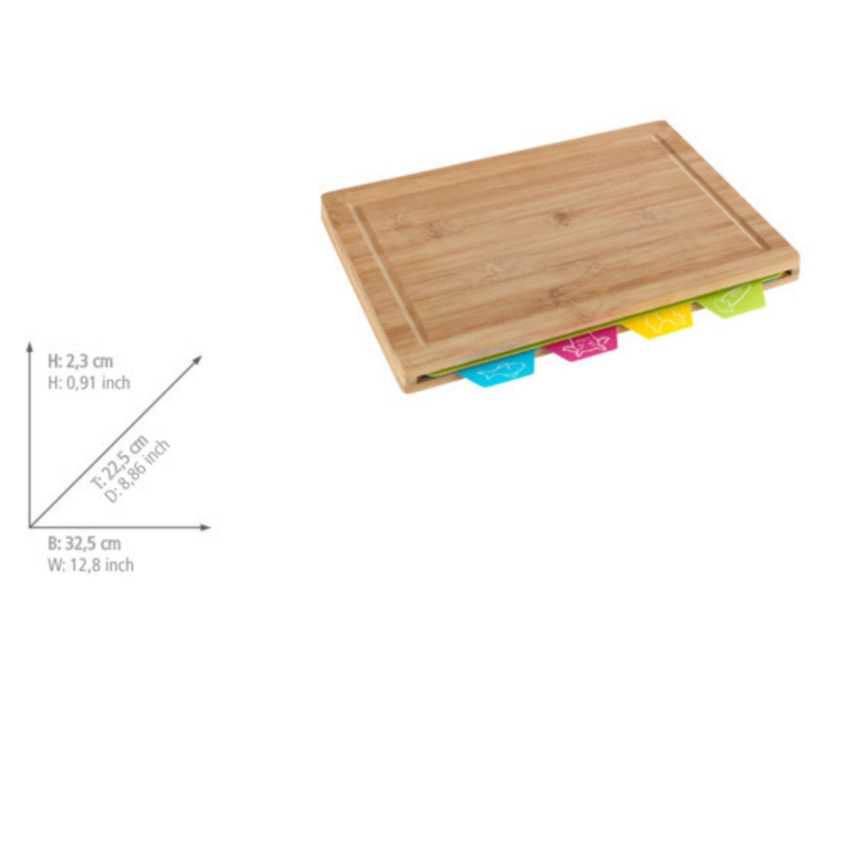 WENKO 53064100 - Tábua de cortar 32,5 x 22,5 cm castanha/multicolorida