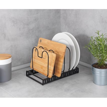 WENKO 53149100 - Suporte para tampas e panelas 18x18 cm preto
