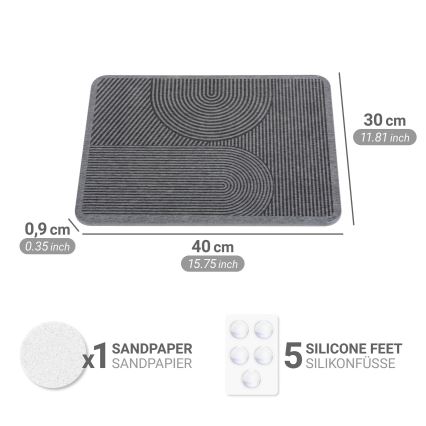WENKO 54955100 - Tapete de secagem DAMON 40x30 cm diatomita/cinzento
