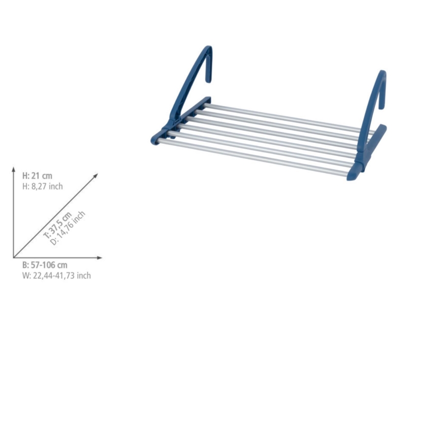 WENKO 63005800 - Estendal de roupa 37,5x21 cm aço inoxidável/prateado/azul