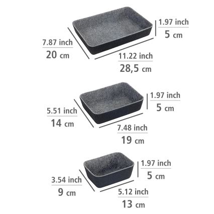 WENKO 64502100 - Organizador de gaveta FELT 28,5x20 cm cinza