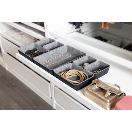 WENKO 64502100 - Organizador de gaveta FELT 28,5x20 cm cinza