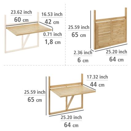 WENKO 69806800 - Mesa WAIKIKI 64x65 cm branca/castanha
