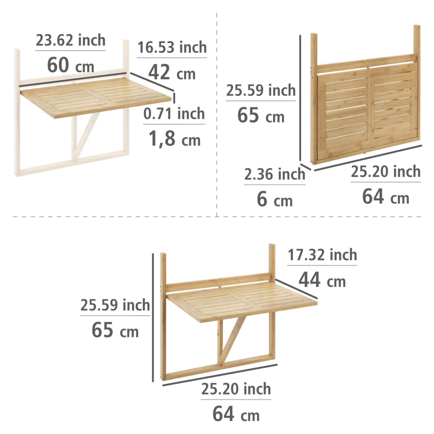 WENKO 69806800 - Mesa WAIKIKI 64x65 cm branca/castanha