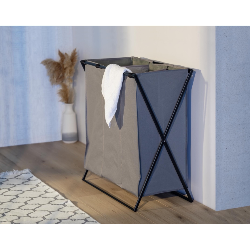 WENKO 71297800 - Cesto para roupa TRIO 69x76 cm cinzento/preto