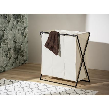 WENKO 71298800 - Cesto para roupa TRIO 69x76 cm creme/preto