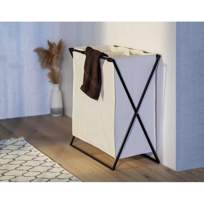 WENKO 71298800 - Cesto para roupa TRIO 69x76 cm creme/preto