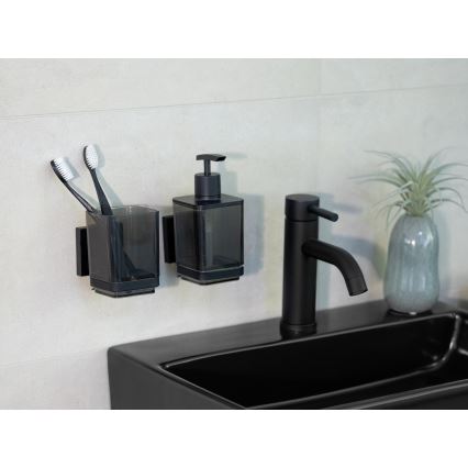 WENKO 71444800 - Dispensador de sabão VACUUM-LOC QUADRO ED 7,5x16 cm preto