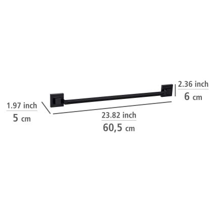 WENKO 71445800 - Barra para toalhas VACUUM-LOC QUADRO ED 60,5x6 cm preta