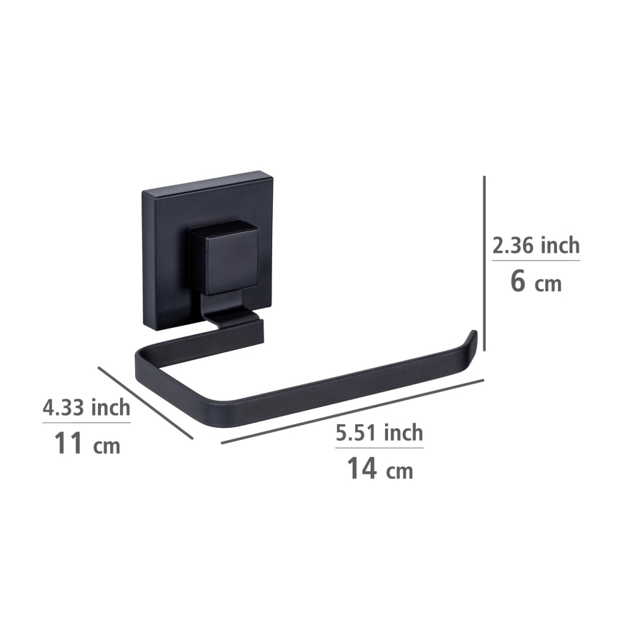 WENKO 71447800 - Suporte para papel higiénico VACUUM-LOC QUADRO ED 14x11 cm preto