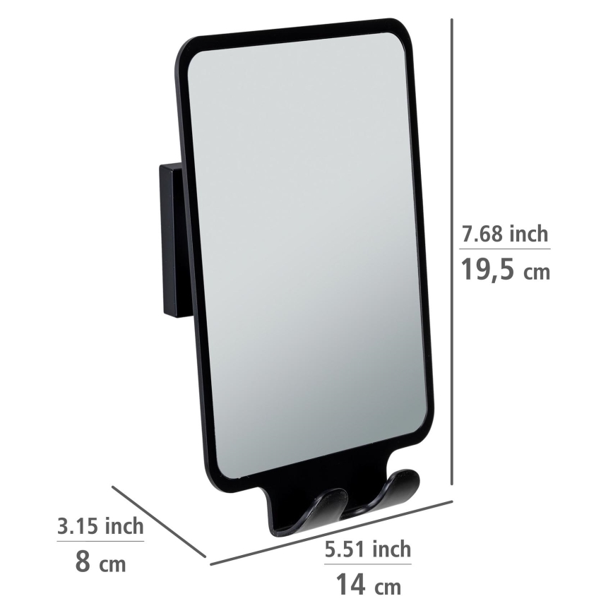 WENKO 71449800 - Espelho VACUUM-LOC QUADRO ED 14x19,5 cm preto