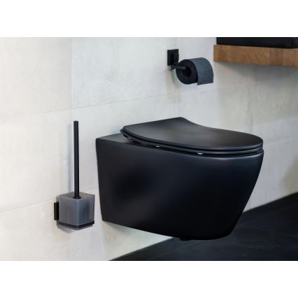 WENKO 71450800 - Conjunto WC VACUUM-LOC QUADRO ED 9,5x37 cm, preto