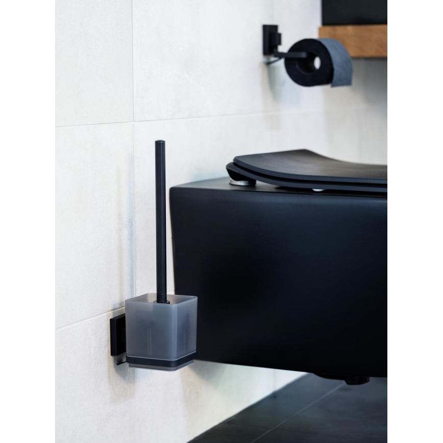 WENKO 71450800 - Conjunto WC VACUUM-LOC QUADRO ED 9,5x37 cm, preto