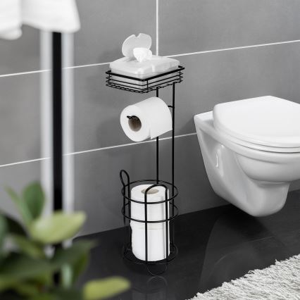 WENKO 71451800 - Suporte para papel higiénico 16x59 cm preto